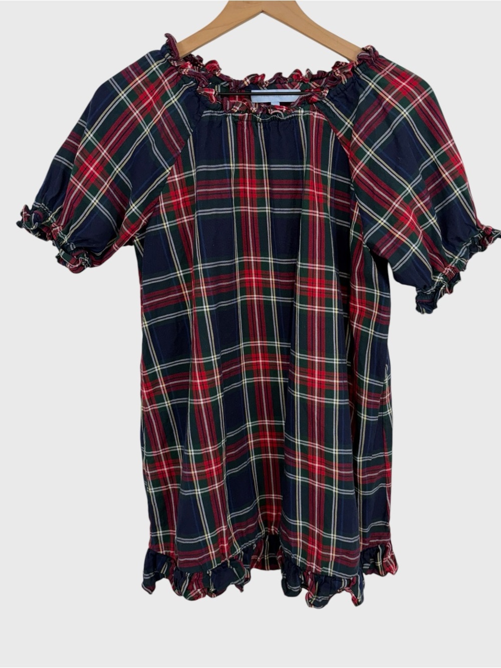 Hill House Red Green Blue Tartan Plaid Cotton Mini Dress Size Small